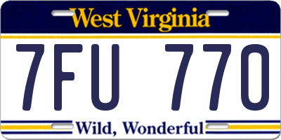 WV license plate 7FU770