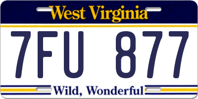 WV license plate 7FU877