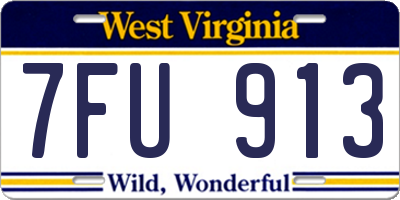 WV license plate 7FU913