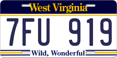WV license plate 7FU919