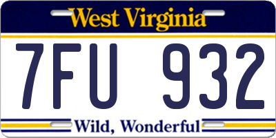 WV license plate 7FU932