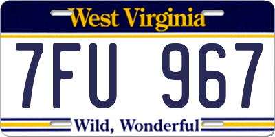 WV license plate 7FU967