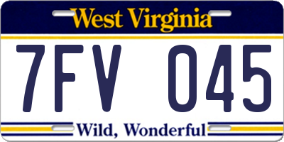 WV license plate 7FV045