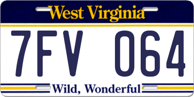 WV license plate 7FV064