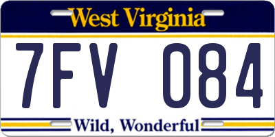 WV license plate 7FV084