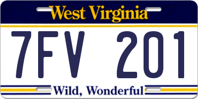WV license plate 7FV201