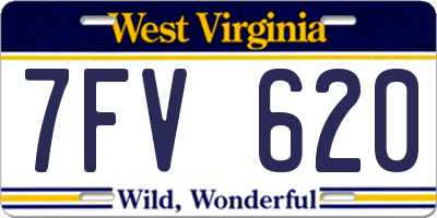 WV license plate 7FV620