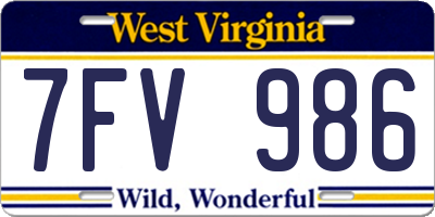 WV license plate 7FV986