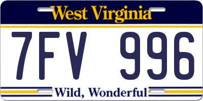WV license plate 7FV996