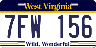 WV license plate 7FW156
