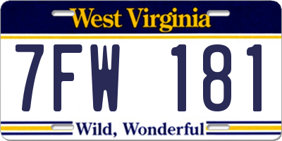 WV license plate 7FW181