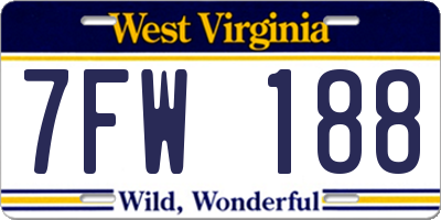 WV license plate 7FW188