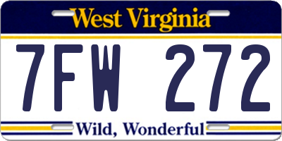 WV license plate 7FW272