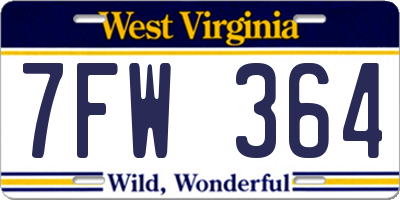 WV license plate 7FW364