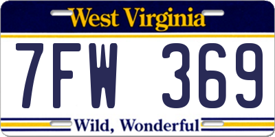 WV license plate 7FW369