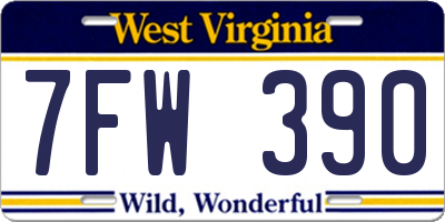 WV license plate 7FW390
