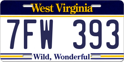WV license plate 7FW393
