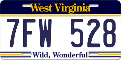 WV license plate 7FW528