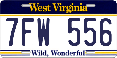 WV license plate 7FW556