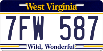 WV license plate 7FW587