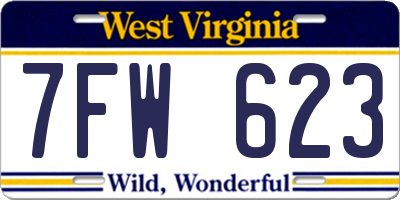 WV license plate 7FW623