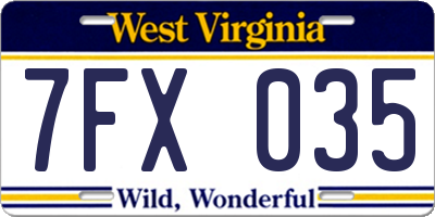 WV license plate 7FX035