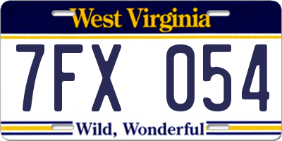 WV license plate 7FX054
