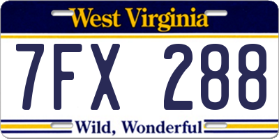 WV license plate 7FX288