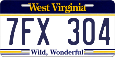 WV license plate 7FX304