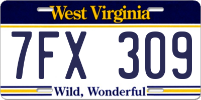 WV license plate 7FX309