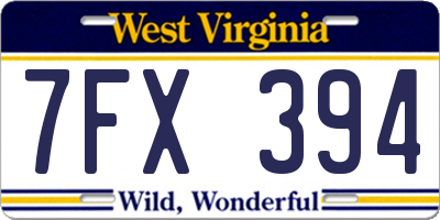 WV license plate 7FX394