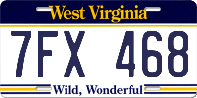 WV license plate 7FX468