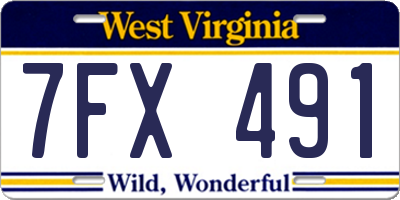 WV license plate 7FX491