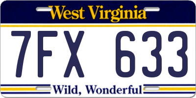 WV license plate 7FX633