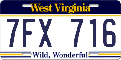 WV license plate 7FX716