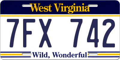 WV license plate 7FX742