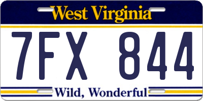 WV license plate 7FX844
