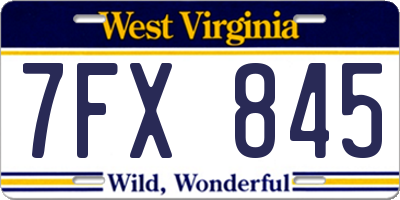 WV license plate 7FX845