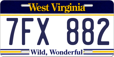 WV license plate 7FX882