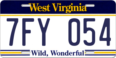 WV license plate 7FY054