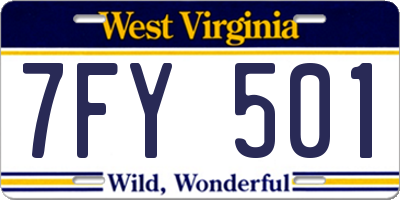 WV license plate 7FY501