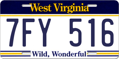 WV license plate 7FY516