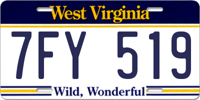 WV license plate 7FY519