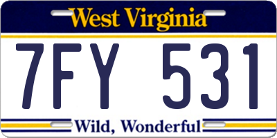 WV license plate 7FY531
