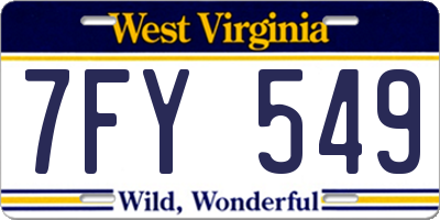 WV license plate 7FY549