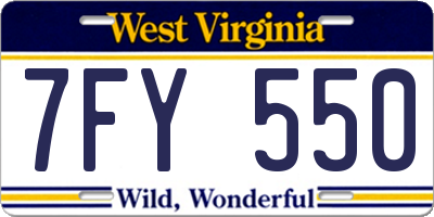 WV license plate 7FY550