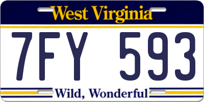 WV license plate 7FY593