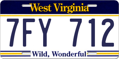 WV license plate 7FY712