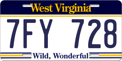 WV license plate 7FY728