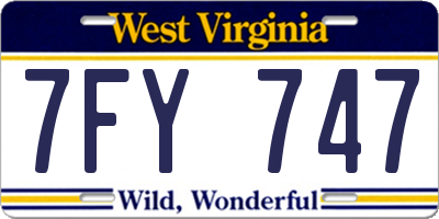 WV license plate 7FY747